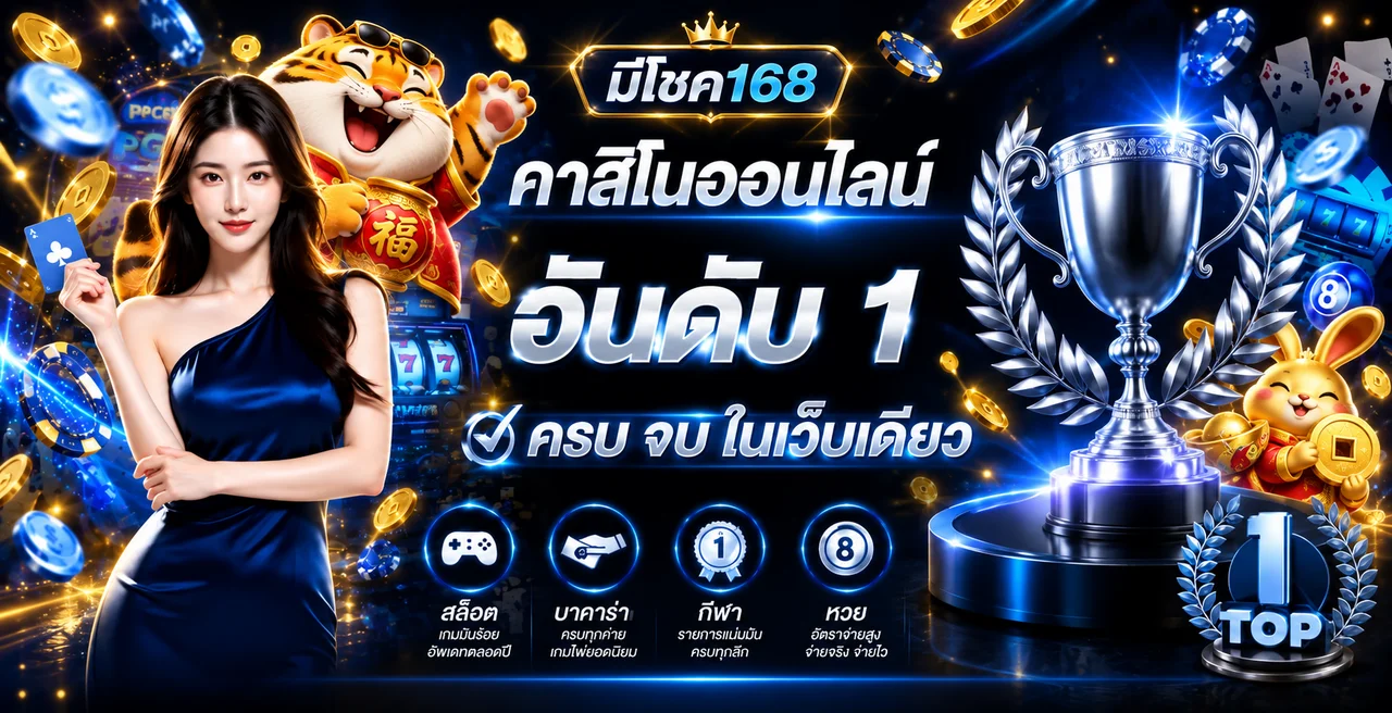 แบนเนอร์ มีโชค168 เว็บหลัก รวมคาสิโน สล็อต กีฬา และหวย